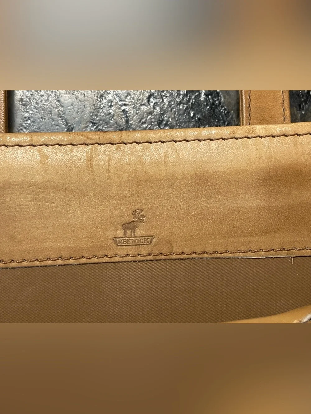 Renwick Tan Leather Briefcase with Top Carry Handle